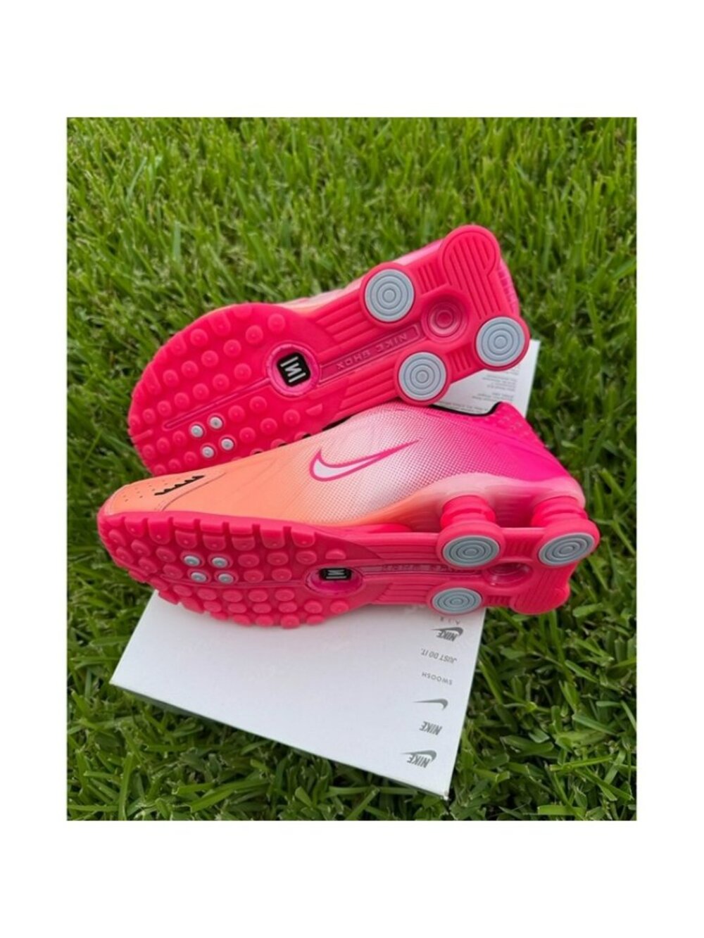 WOMEN'S NIKE SHOX R4 AB IH2343-600 PINK / BLACK SNEAKERS SPORTSWEAR - Picture 6 of 10
